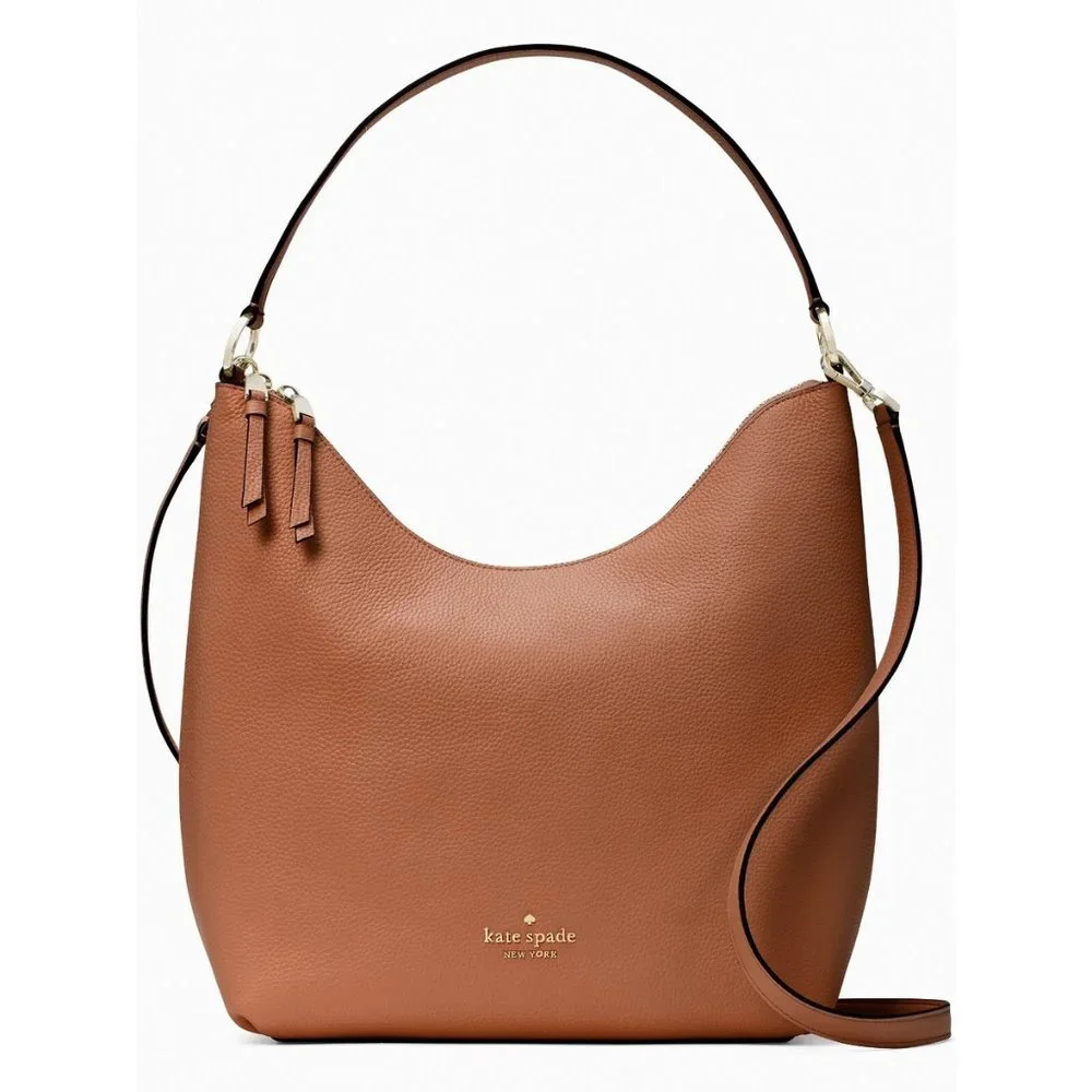 New Kate Spade Zippy Shoulder Bag Pebble Leather Warm Gingerbread